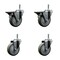 Service Caster 4'' Gray Poly Wheel Swivel 7/16'' Grip Ring Stem Caster Set 2 Brakes, 4PK SCC-GR20S414-PPUB-PLB-716138-2-S-2 - alternate 1